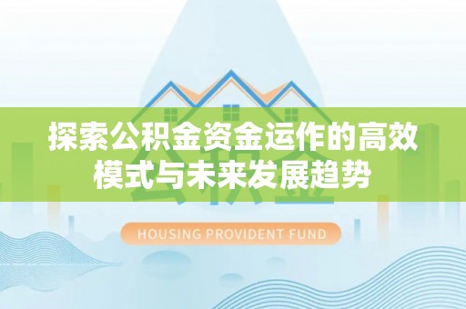 龙圩探索公积金资金运作的高效模式与未来发展趋势